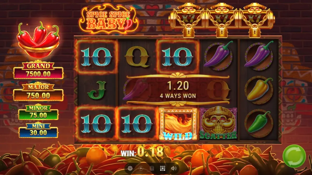Tampilan visual slot Spice Spice Baby dengan tema cabai Meksiko yang ceria